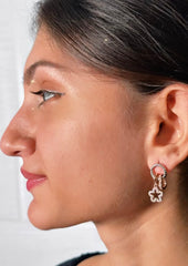 925 Sterling Silver Rose Gold floral charm earrings