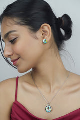 Silver Aqua Elegance Pendant Set