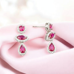 925 sterling silver magenta earrings