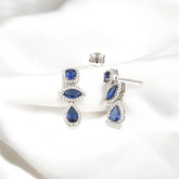 Silver Sapphire Blue Danglers