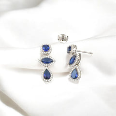 Silver Sapphire Blue Danglers