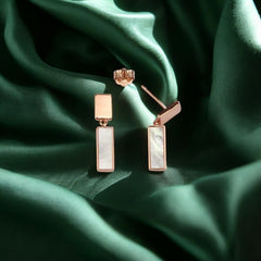 Rosegold Mother Of Pearl Rectangular Dangles