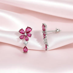 Silver Rani Pink Blossom Earrings