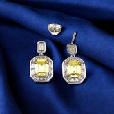 Silver Sapphire Yellow Dangles