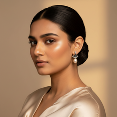 Silver Triangular Pearl Drop Dangles