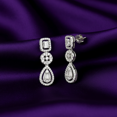 Pair of silver earrings with AAA+ Cubic Zircons