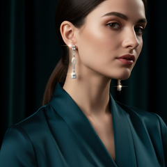 Woman wearing Silver Radiant Elegance Danglers