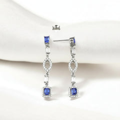 Silver Sapphire Blue Dangles