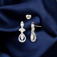 Silver Zircon Elegance Drop Danglers
