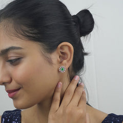 925 Sterling Silver Emerald Green Zircon Studs