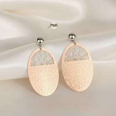 Pair of earrings with rose gold and silver design Rose Gold 925 Sterling Silver Oval Dangles