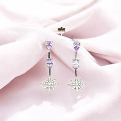 Silver Light Purple Star Danglers