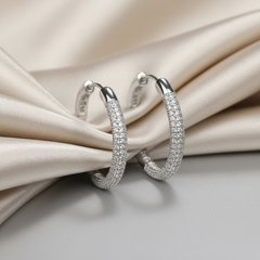 925 Sterling Silver Radiant CZ Hoop Earrings