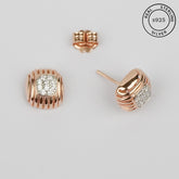 925 Sterling Silver Rose Gold Luxe Cushion Studs