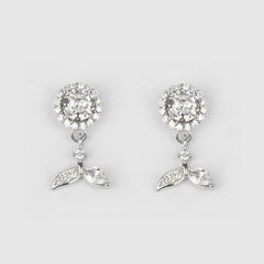 925 Sterling Silver Floral Bloom Drop Earrings