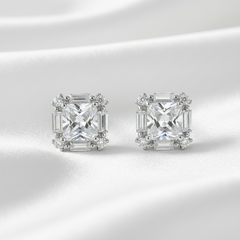 925 Sterling Silver Princess Cut Zircon Studs