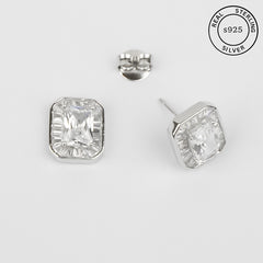 925 Sterling Silver Radiant Sparkle Studs