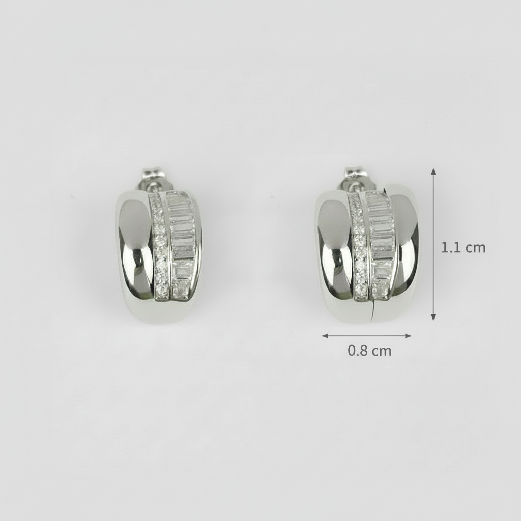 Pair of 925 Sterling Silver Huggie Hoop Earrings