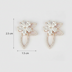 Pair of floral earrings with measurements