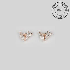 925 Sterling Silver Rosegold Wings Studs