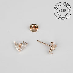 925 Sterling Silver Rosegold Wings Studs
