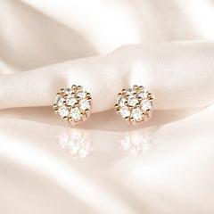 925 Sterling Silver Rosegold Floral Studs