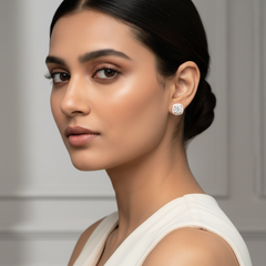 925 Sterling Silver Rosegold Cushion Cut Studs