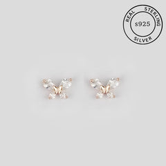 925 Sterling Silver Rosegold Butterfly Studs