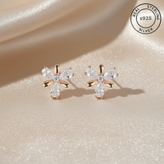925 Sterling Silver Rosegold Floral Studs