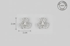Pair of silver earrings Zircon stones , featuring a 'Real 925 Sterling Silver' stamp.