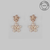 925 Sterling Silver Rosegold Floral Dangles