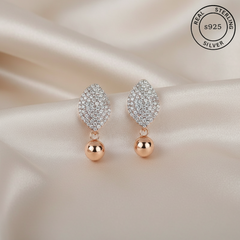 925 Sterling Silver Rosegold Leaf Drop Dangles