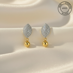 925 Sterling Silver Gold Leaf Drop Dangles with 'Real Sterling Silver' label.