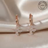 925 Sterling Silver Rosegold Charm Hoops