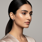 925 Sterling Silver Black Enamel C Shaped Hoops