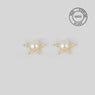 925 Sterling Silver Gold Celestial Pearl Star Studs