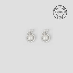 925 Sterling Silver Blush Bloom Pearl Studs (Silver)