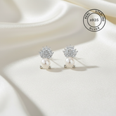 925 Sterling Silver Crown Pearl Studs