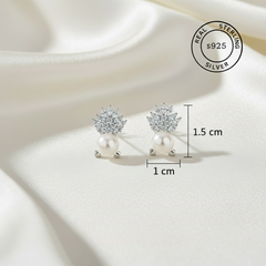 925 Sterling Silver Crown Pearl Studs