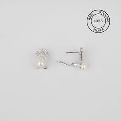 925 Sterling Silver Crown Pearl Studs