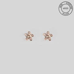 925 Sterling Silver Rosegold Delicate Floral Studs