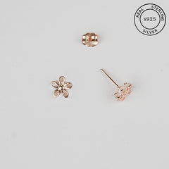 925 Sterling Silver Rosegold Delicate Floral Studs