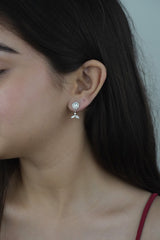 925 Sterling Silver Floral Bloom Drop Earrings