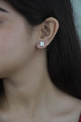 925 Sterling Silver Princess Cut Zircon Studs