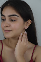 925 Sterling Silver Rosegold Cushion Cut Studs
