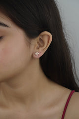 925 Sterling Silver Rosegold Delicate Floral Studs