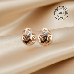 925 Sterling Silver Lace Bloom Studs (Rosegold)