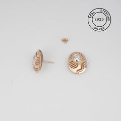 925 Sterling Silver Lace Bloom Studs (Rosegold)