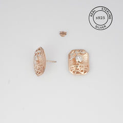 925 Sterling Silver Floral Weave Studs (Rosegold)