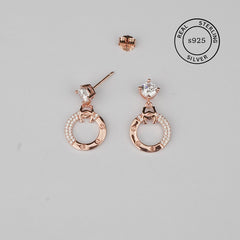 925 Sterling Silver Luna Loop Dangles (Rosegold)